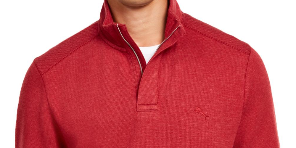Tommy Bahama Men's Sweater Quarter Zip Pullover Red Size X-Large