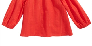 First Impressions Baby Girl's Metallic Striped Bow Trim Top Red Size 6-9 M