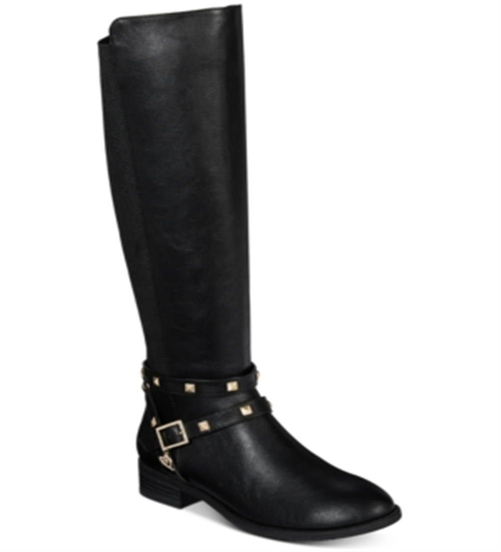 Thalia Sodi Womens Vallie Faux Leather Tall Riding Boots Black 6 M