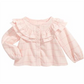 First Impressions Baby Girl's Cotton Ruffle Trim Windowpane Top Pink Size 6-9 M
