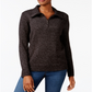 Karen Scott Women's Wing Collar Zip Neck Sweater Black Size S