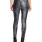 William Rast Women's Sculpted Coated Snake Print Skinny Jeans Black Size 31