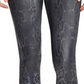 William Rast Women's Sculpted Coated Snake Print Skinny Jeans Black Size 31