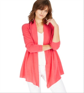 Charter Club Women's Rolled Edge Pure Cashmere Cardigan Pink Size S