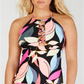 Hula Honey Women's Jungle Boogie High Neck Halter Tankini Top Black Size Medium