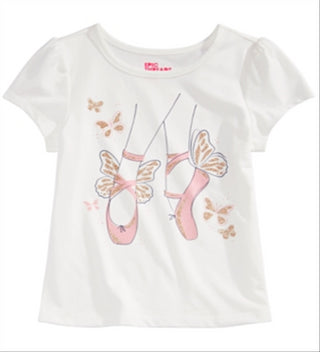 Epic Threads Toddler Girl's Ballet Slippers T-Shirt White Size 4T/4