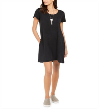 Style & Co Women's Cotton T-Shirt Dress Black Size Petite X-Small