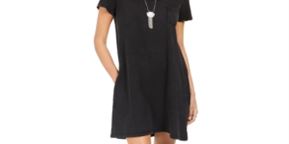 Style & Co Women's Cotton T-Shirt Dress Black Size Petite X-Small