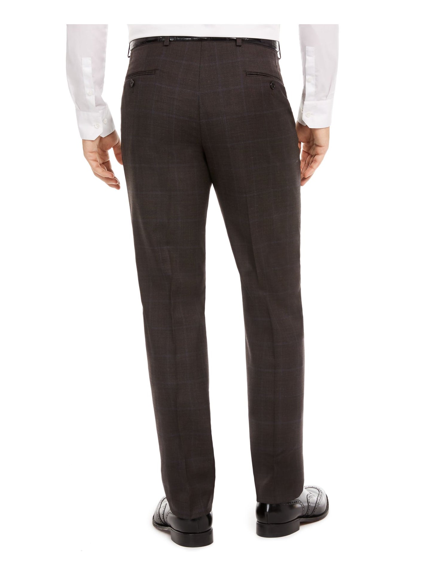 Ralph Lauren Men's Ultraflex Windowpane Plaid Classic Fit Stretch Suit Separate Pants Brown Size 34X32