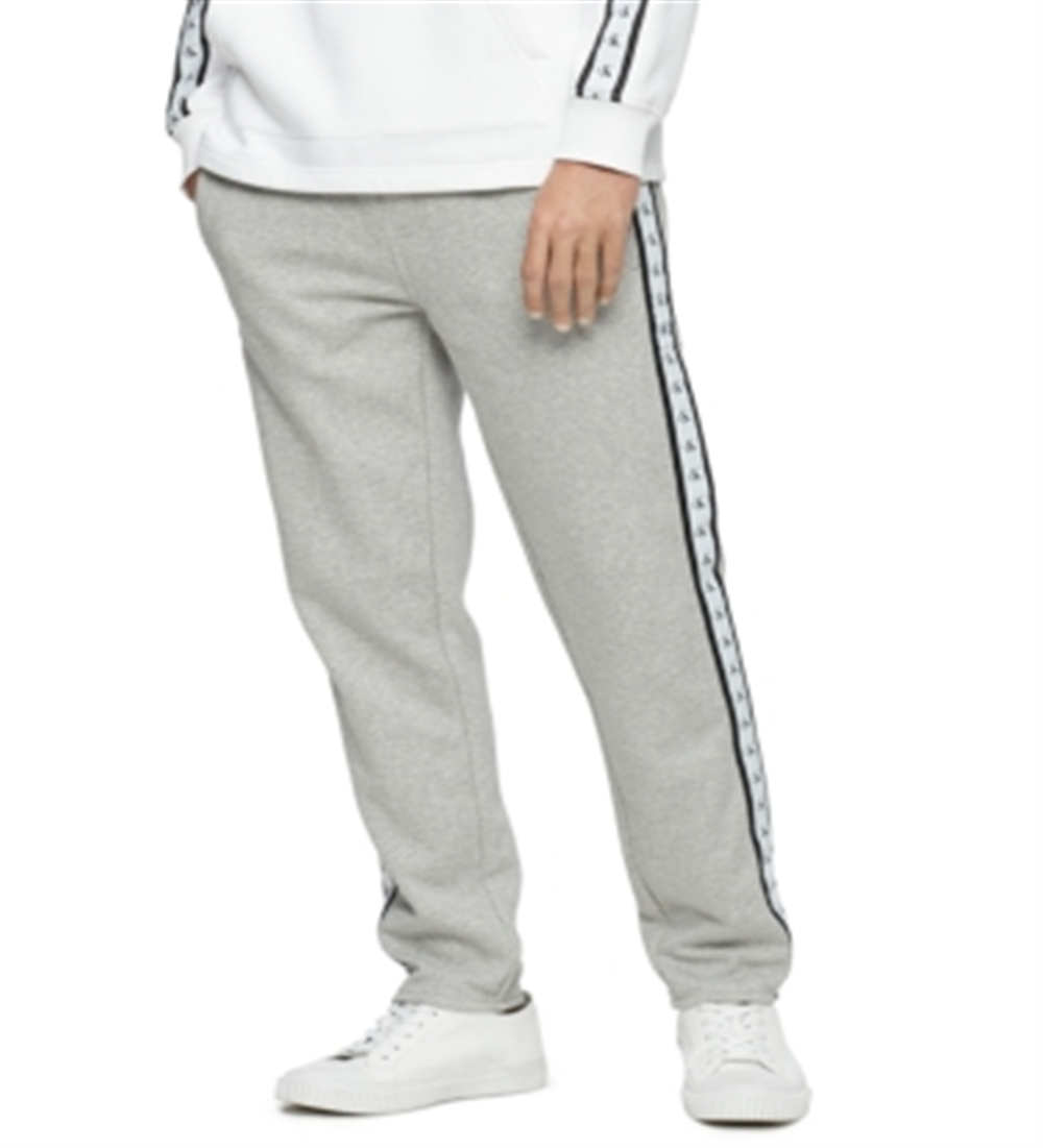 Calvin Klein Men's Logo Stripe Fleece Sweatpants Gray Size 24