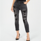 INC International Concepts Women's Embellished Ripped Skinny Jeans Black Size 16