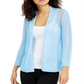 Alfani Women's Mixed Stitch Open Front Linen Blend Cardigan Blue Size XX-Large