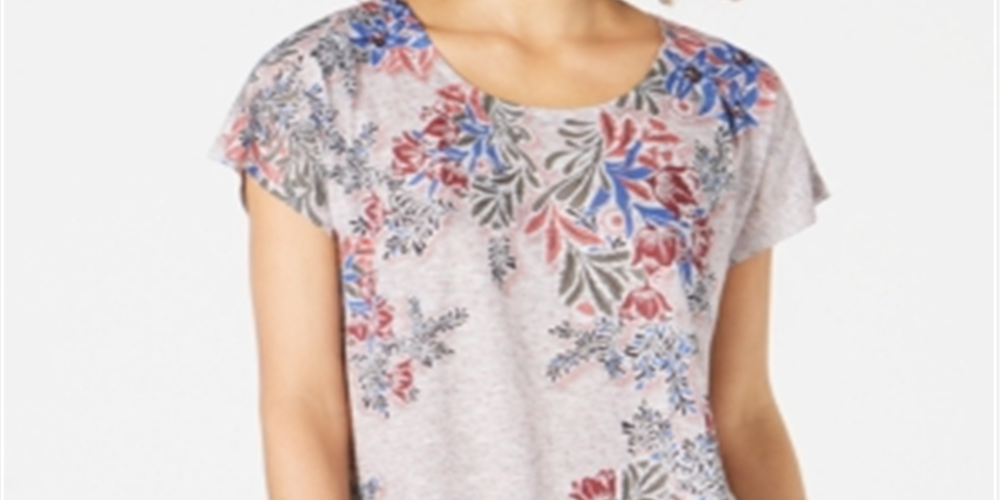 Style & Co Women's Printed Top Gray Size PP