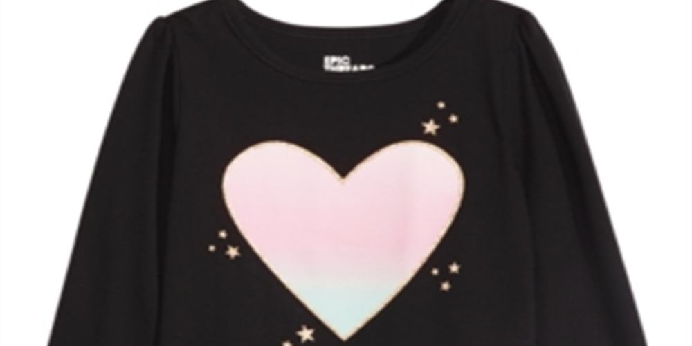 Epic Threads Little Girl's Ombre Heart T-Shirt Black Size 6