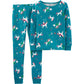 Carter's Little & Big Girl's 2 Pc Cotton Unicorn Pajamas Set Green Size 5
