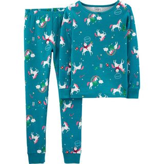 Carter's Little & Big Girl's 2 Pc Cotton Unicorn Pajamas Set Green Size 5