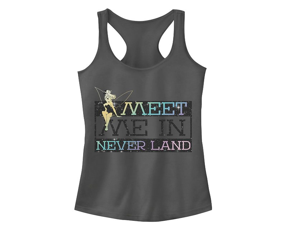Licensed Character Juniors Tinkerbell Meet Me in Neverland Racerback Tank Gray Size Small