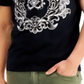 INC International Concepts Men's Metallic Graphic Split Neck T-Shirt Black Size M