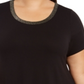 Alfani Women's Plus Lurex Trim Short Sleeves T-Shirt Black Size 1X