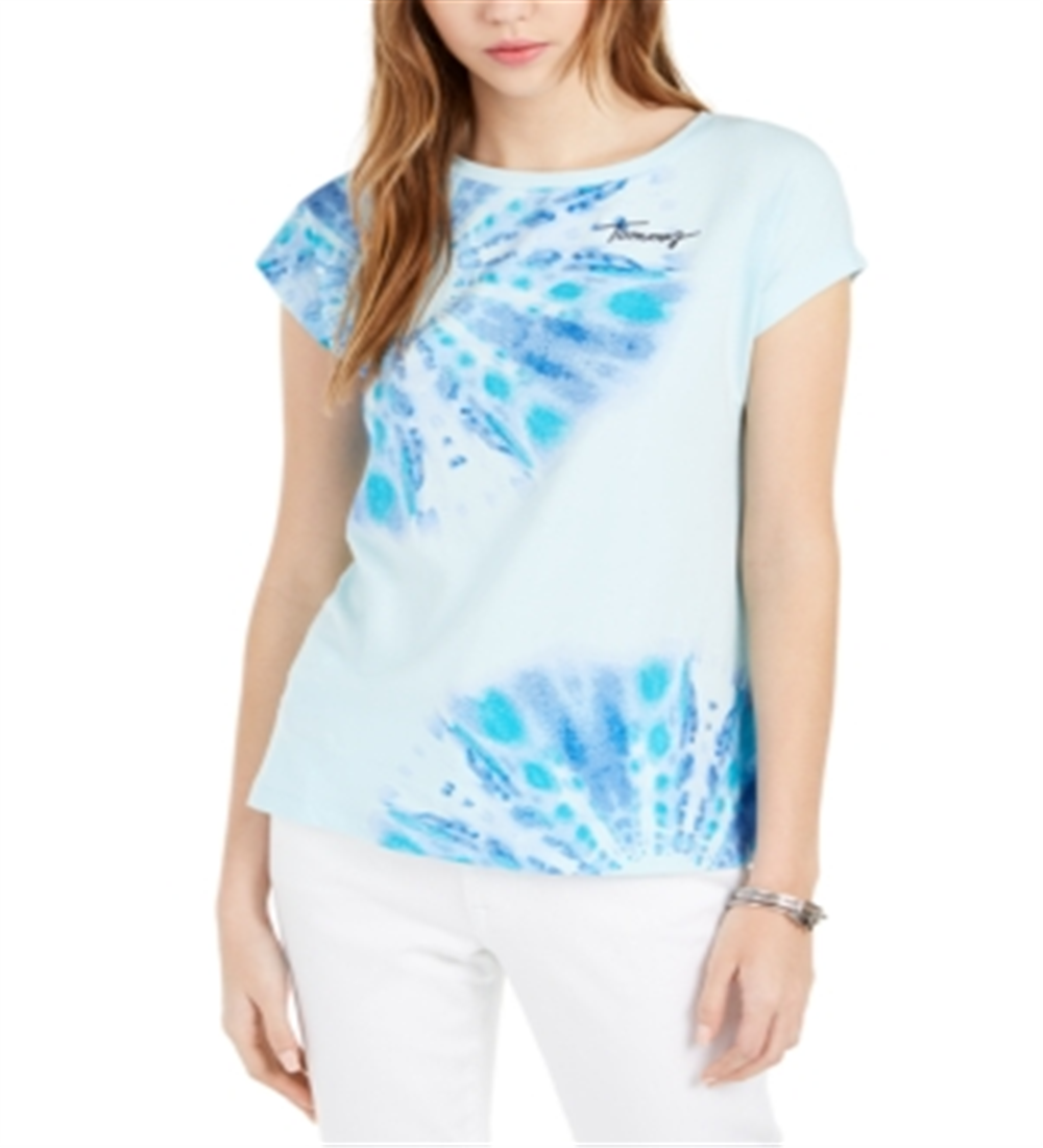 Tommy Hilfiger Women's Tie Dyed T-Shirt Blue Size S/P
