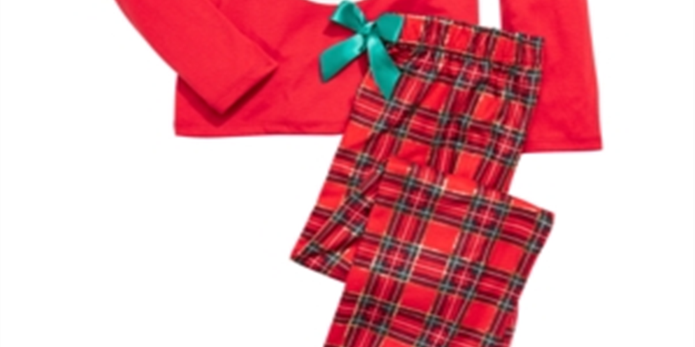 Max & Olivia Big Girl's 2 Pc Believe Santa Pajama Set Red Size M