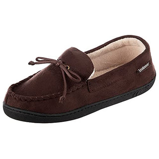 Isotoner Men's Microsuede Moccasin Slipper Brown Size -9.5-10.5