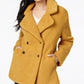 Collection B Juniors' Double-Breasted Faux-Fur Teddy Coat Yellow Size XL