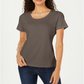 Karen Scott Women's Short Sleeve Scoop Neck Top -Olive Green Size M