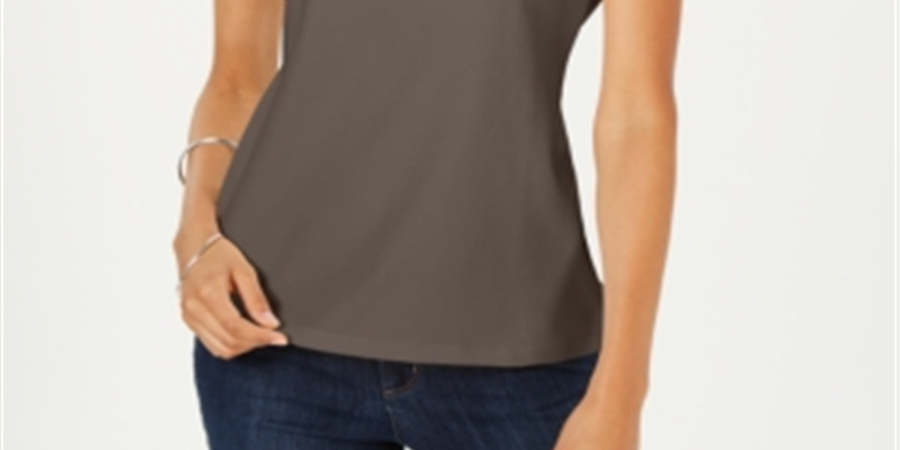 Karen Scott Women's Short Sleeve Scoop Neck Top -Olive Green Size M