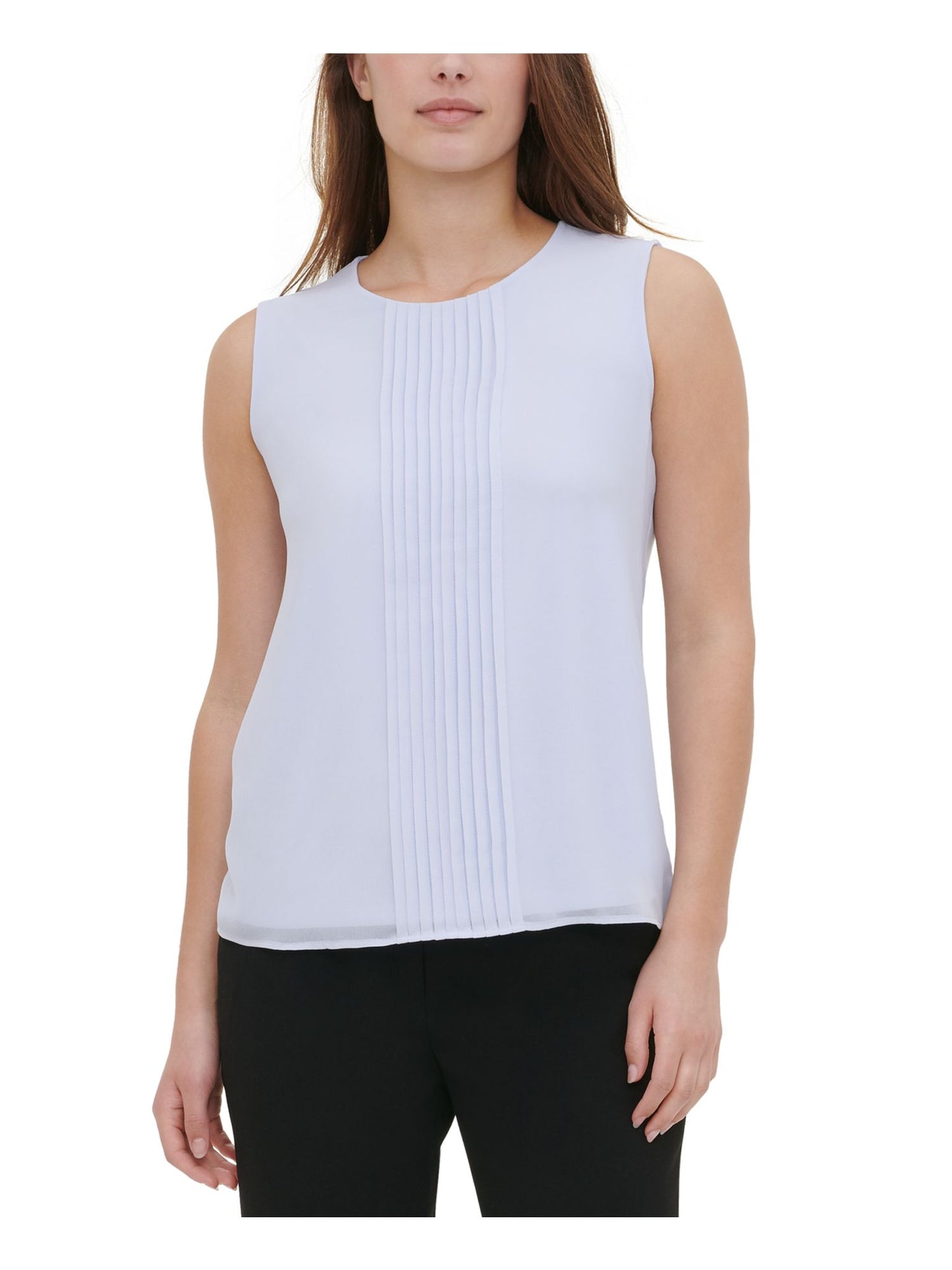 Calvin Klein Women's Pleated Sleeveless Blouse Green Size M