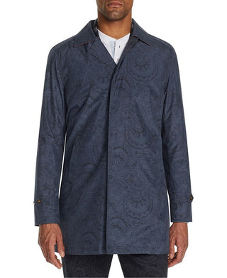 Tallia Men's Slim Fit Paisley Packable Trench Coat Black Size XX-Large