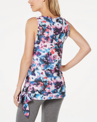 Ideology Women's Tie Dye Side Tie Tank Top Black Size Large