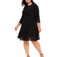Jessica Howard Women's 3/4 Sleeve Knee Length Fit Flare Dress Black Size 14W
