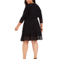 Jessica Howard Women's 3/4 Sleeve Knee Length Fit Flare Dress Black Size 14W