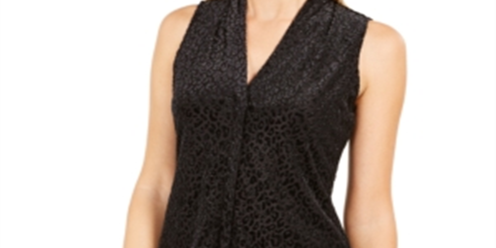 Calvin Klein Women's Sleeveless Tank Formal Top Black Size Petite Medium