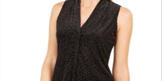 Calvin Klein Women's Sleeveless Tank Formal Top Black Size Petite Medium