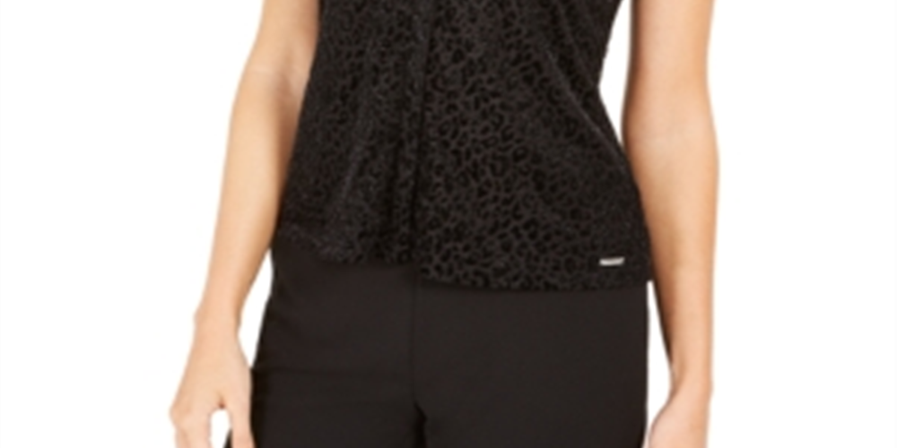 Calvin Klein Women's Sleeveless Tank Formal Top Black Size Petite Medium