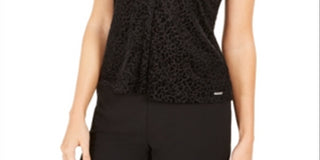Calvin Klein Women's Sleeveless Tank Formal Top Black Size Petite Medium