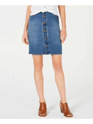 Style & Co Women's Button Front Short Skirt Blue Size 12