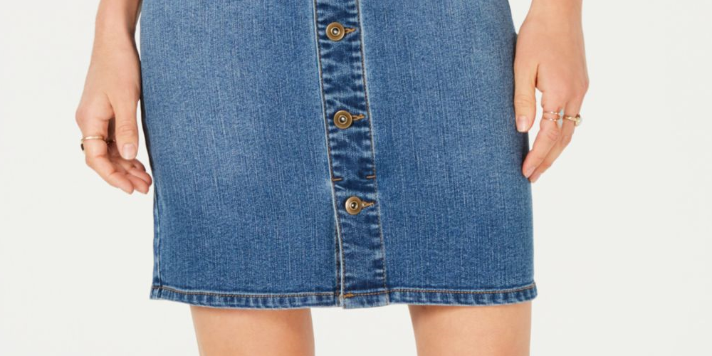 Style & Co Women's Button Front Short Skirt Blue Size 12