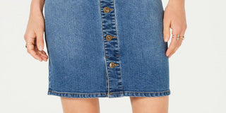 Style & Co Women's Button Front Short Skirt Blue Size 12
