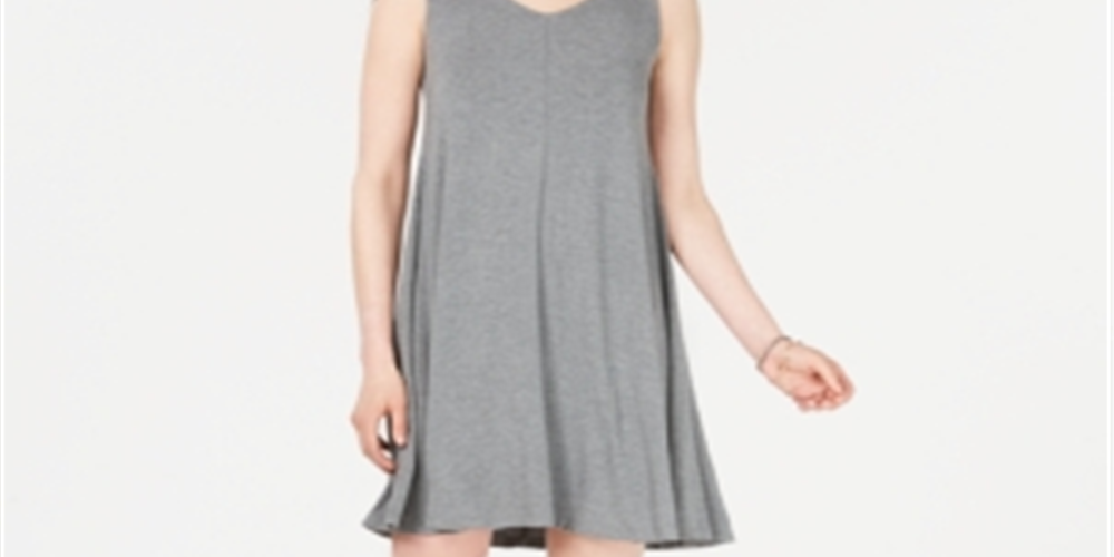 Style & Co Women's Sleeveless V Neck Short Dress Gray Size Medium