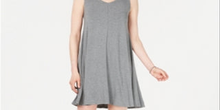 Style & Co Women's Sleeveless V Neck Short Dress Gray Size Medium