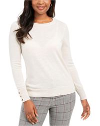 Charter Club Women's Long Sleeve Crew Neck Sweater Brown Size Petite