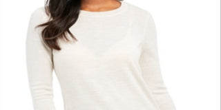 Charter Club Women's Long Sleeve Crew Neck Sweater Brown Size Petite