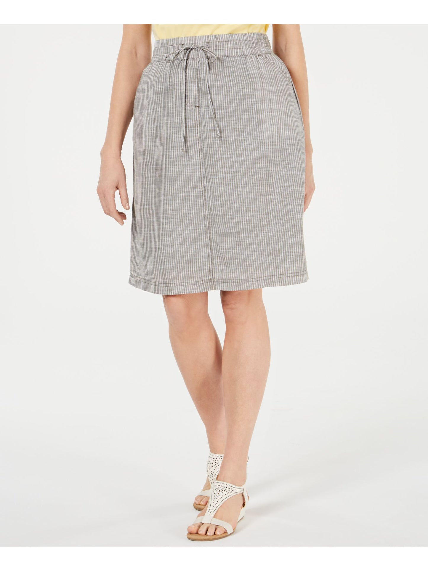 Karen Scott Women's Striped Knee Length a Line Skort Green Size X-Large
