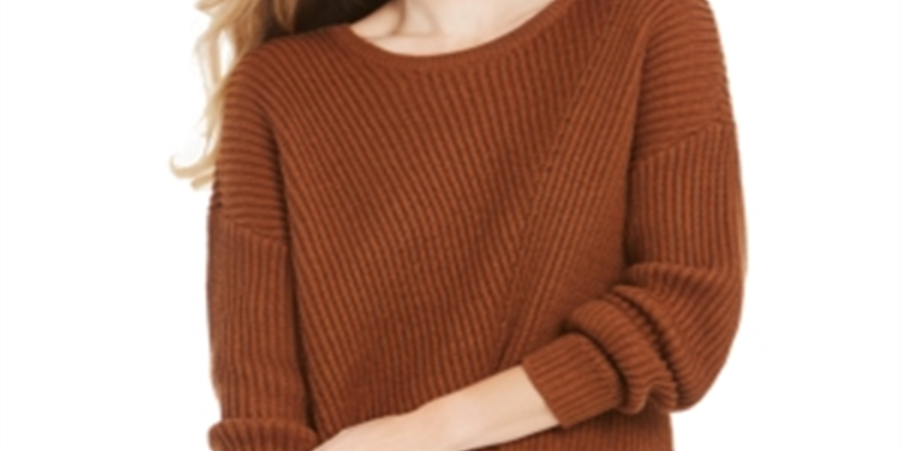 Style & Co Women's Ribbed Drop Shoulder Sweater Brown Size M