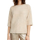 Alfani Women's 3/4 Sleeve Jewel Neck Sweater Brown Size Petite Large