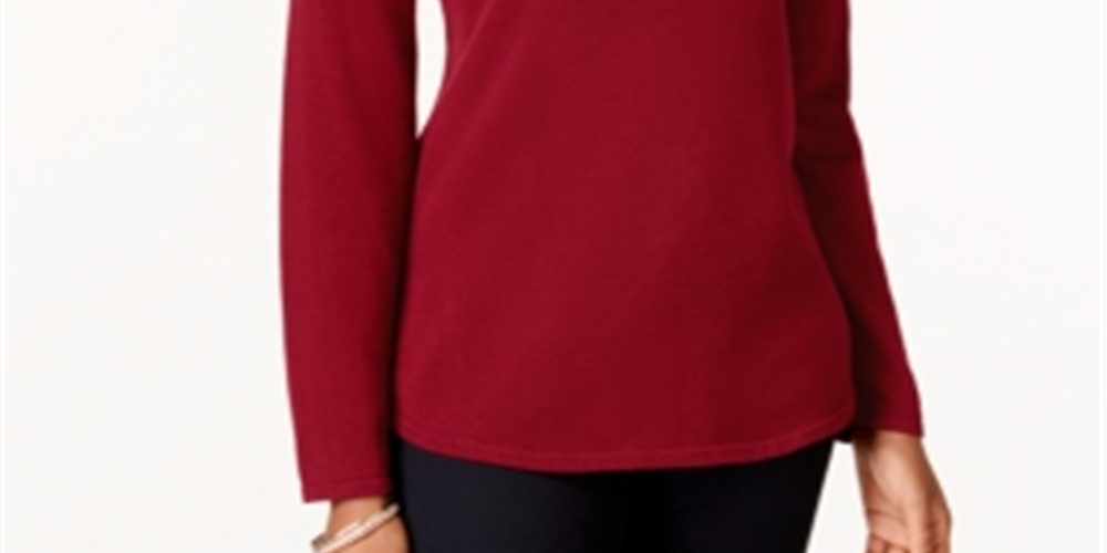 Karen Scott Women's Cotton Sweater Red Size Petite L
