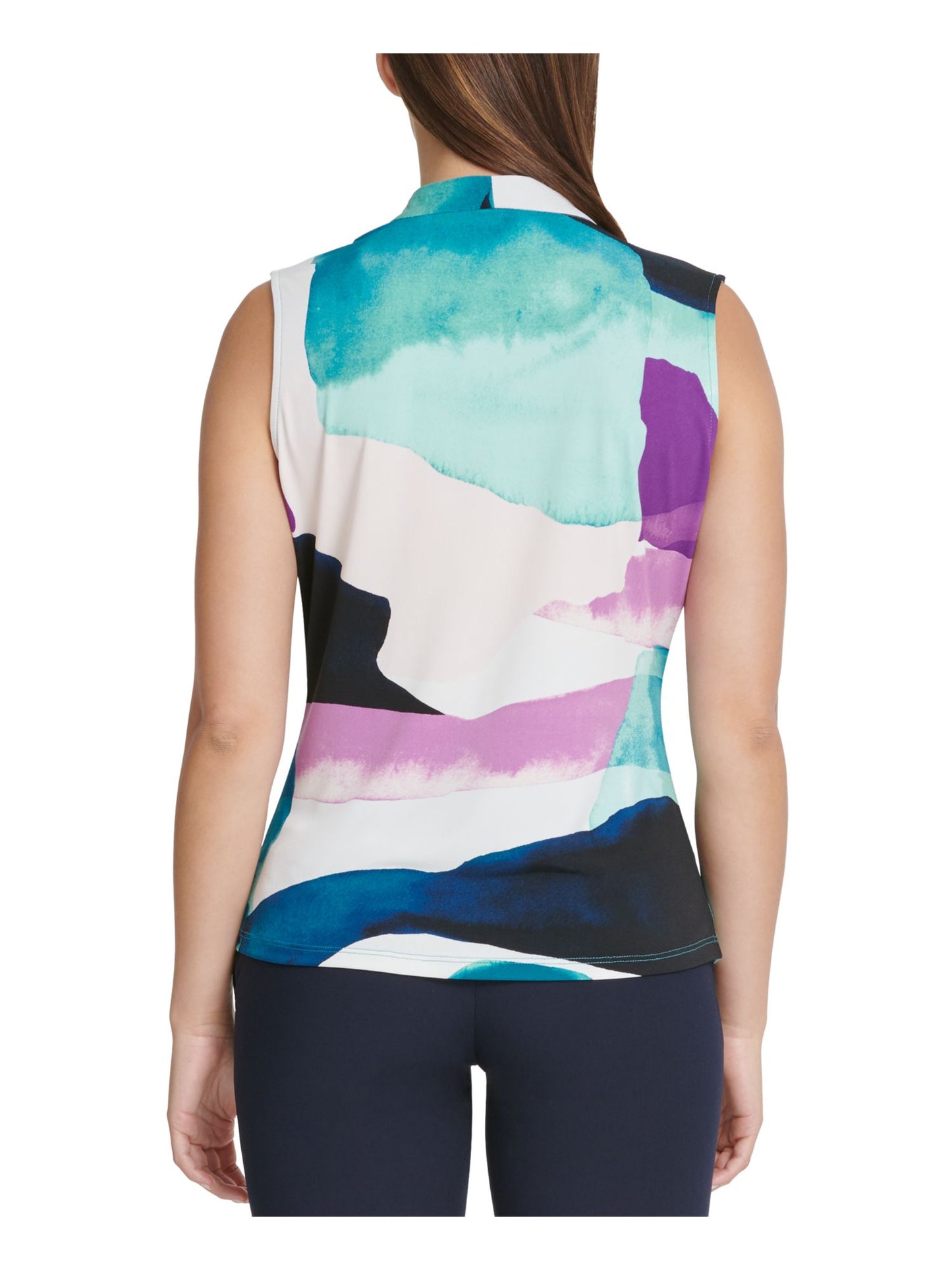 DKNY Women's V Neck Knotted Twist Top Black Size X-Large